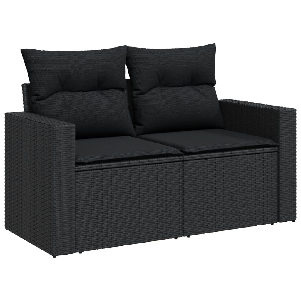 10-delige Loungeset met kussens poly rattan grijs