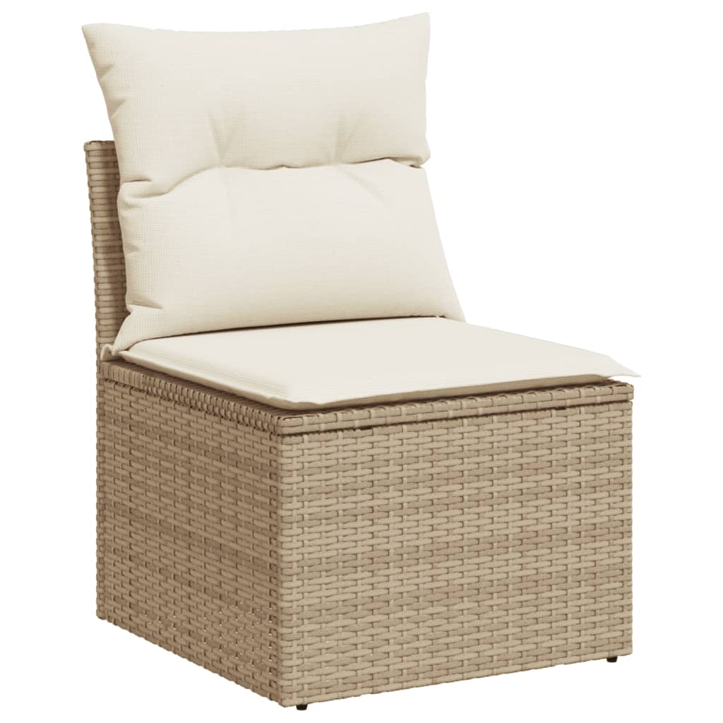 10-delige Loungeset met kussens poly rattan grijs