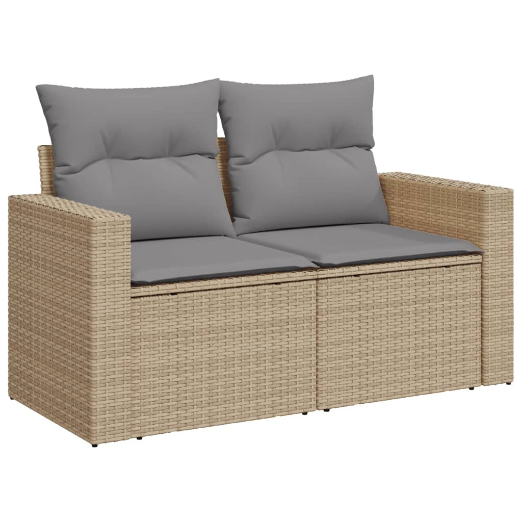 10-delige Loungeset met kussens poly rattan grijs