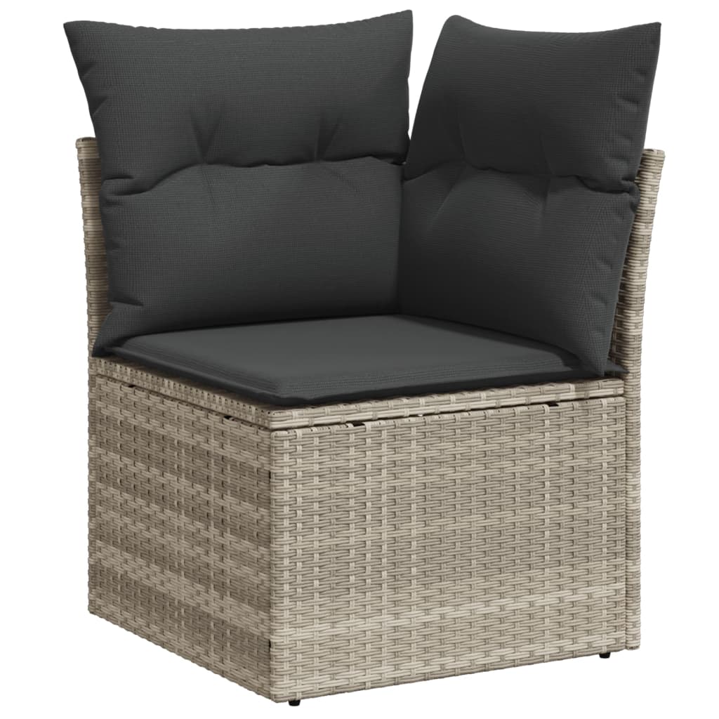 10-delige Loungeset met kussens poly rattan grijs