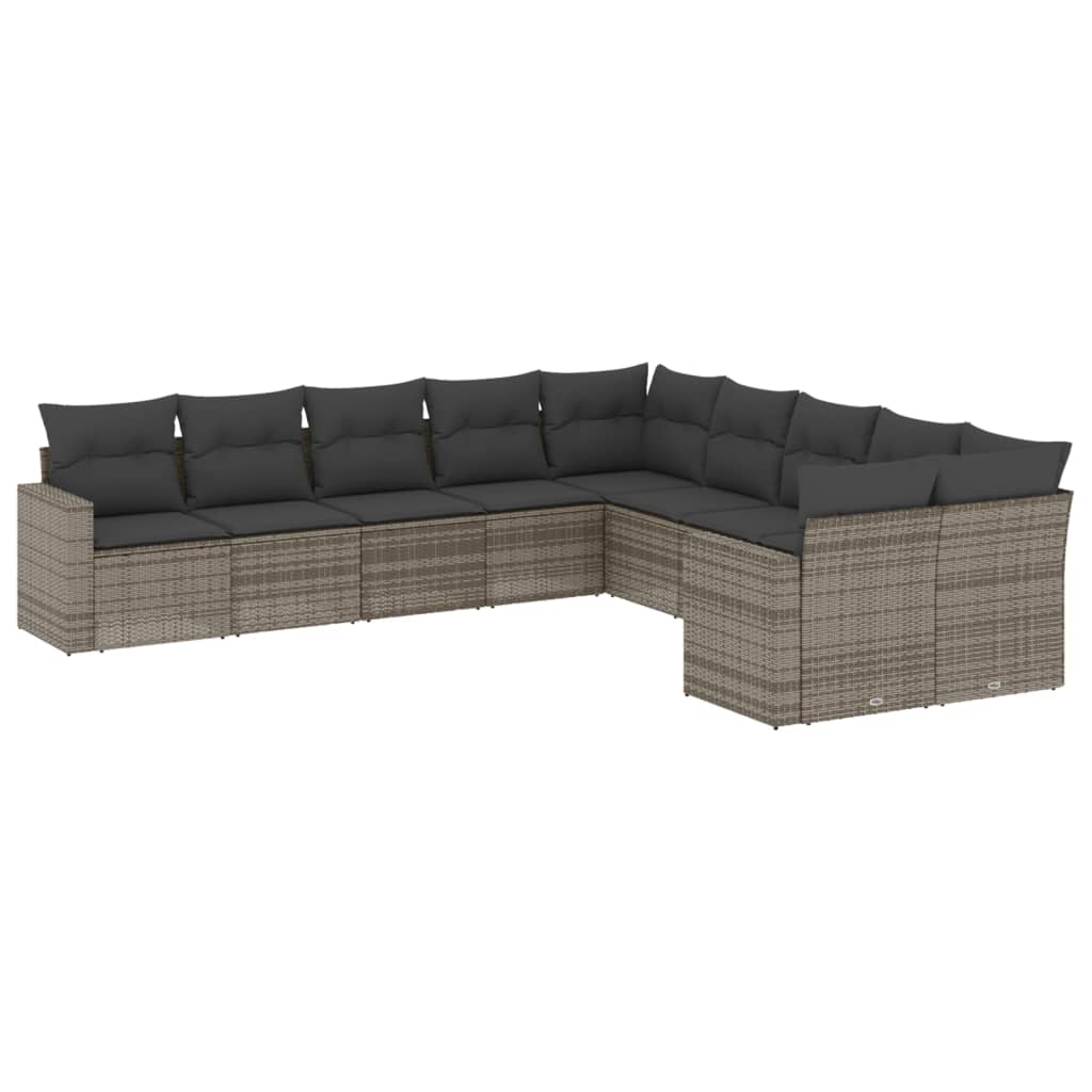 11-delige Tuinset met kussens poly rattan beige