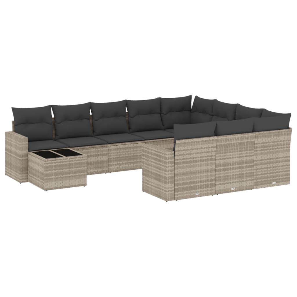 11-delige Tuinset met kussens poly rattan beige