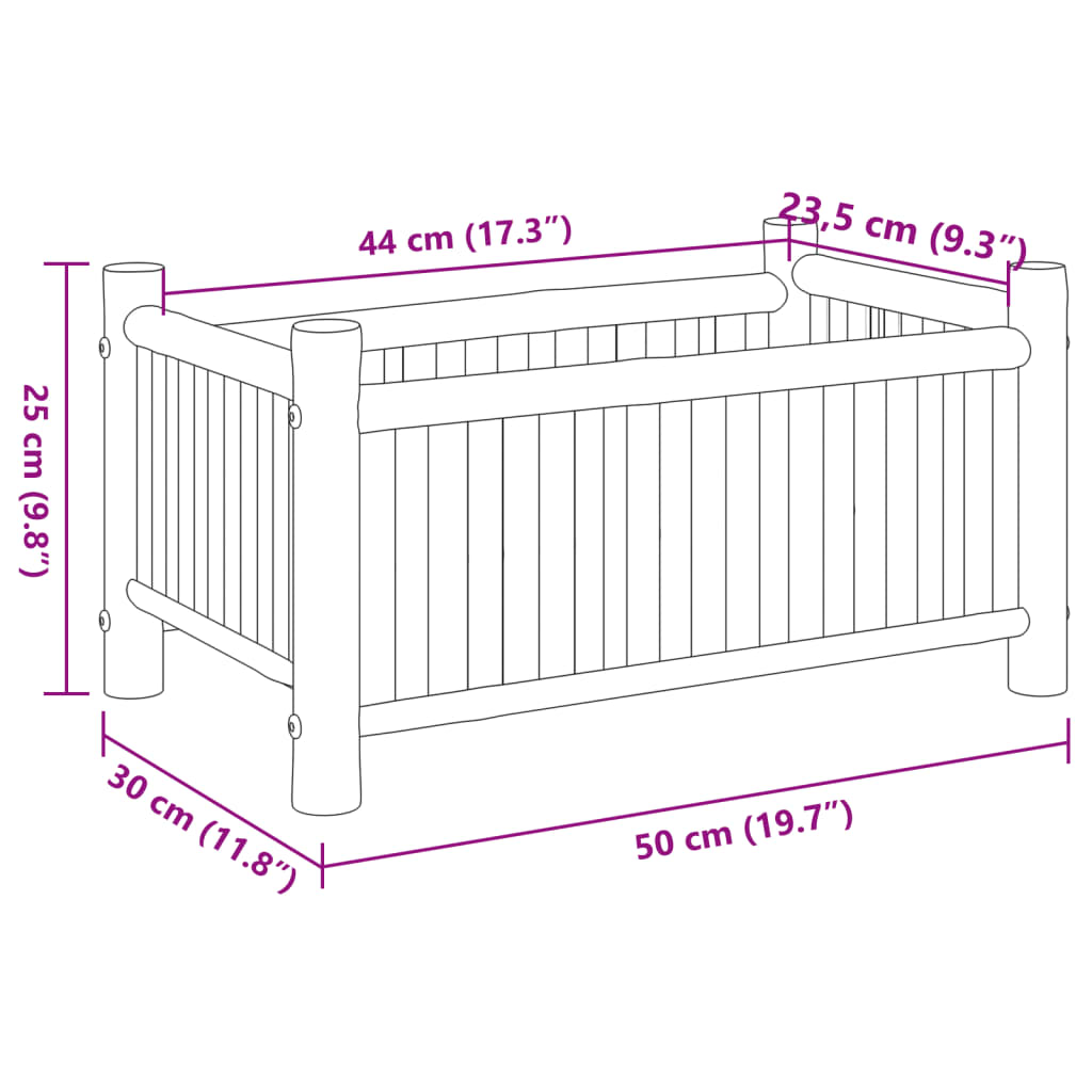 Jardinière 50x30x25 cm bambou