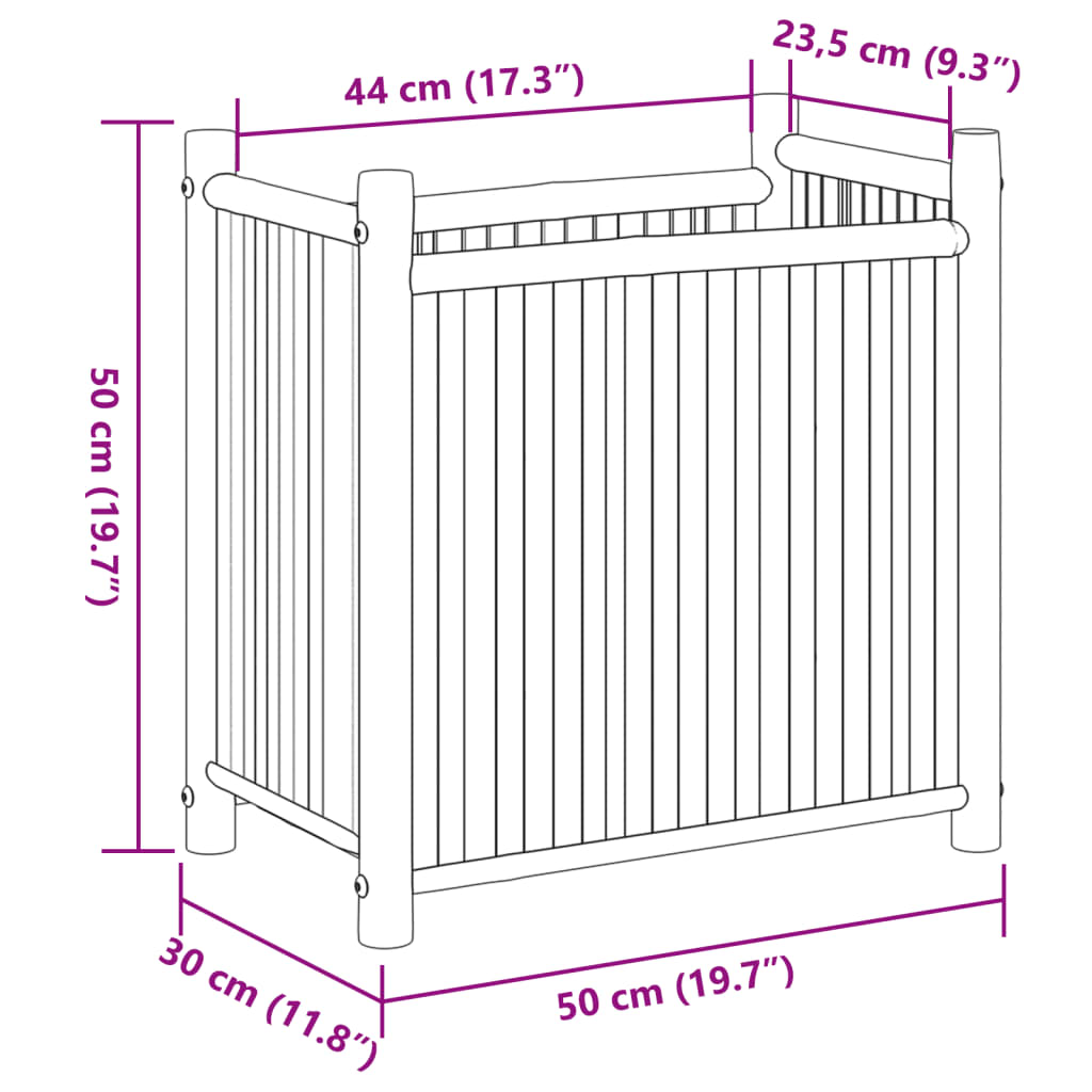 Jardinière 50x30x25 cm bambou