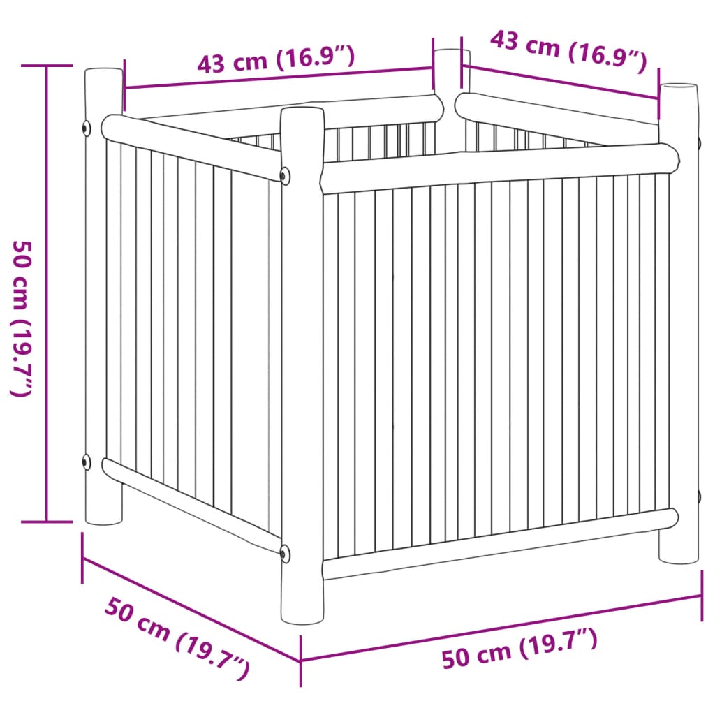 Jardinière 50x30x25 cm bambou