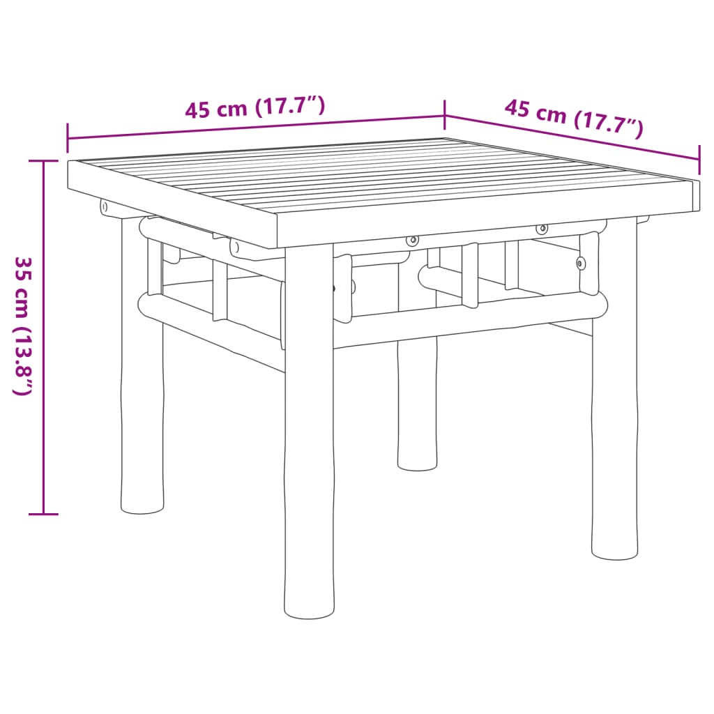 Table basse 90x50x35 cm bambou