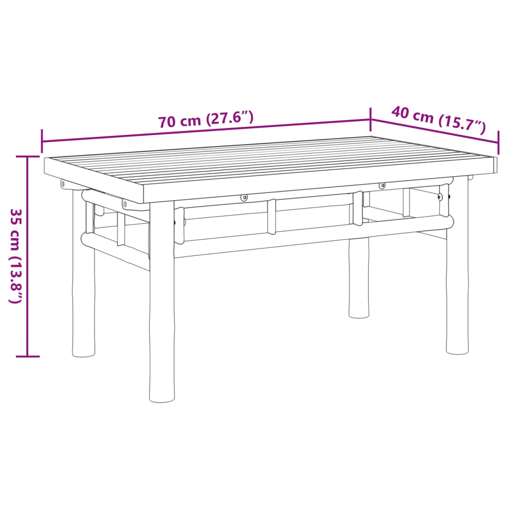 Table basse 90x50x35 cm bambou