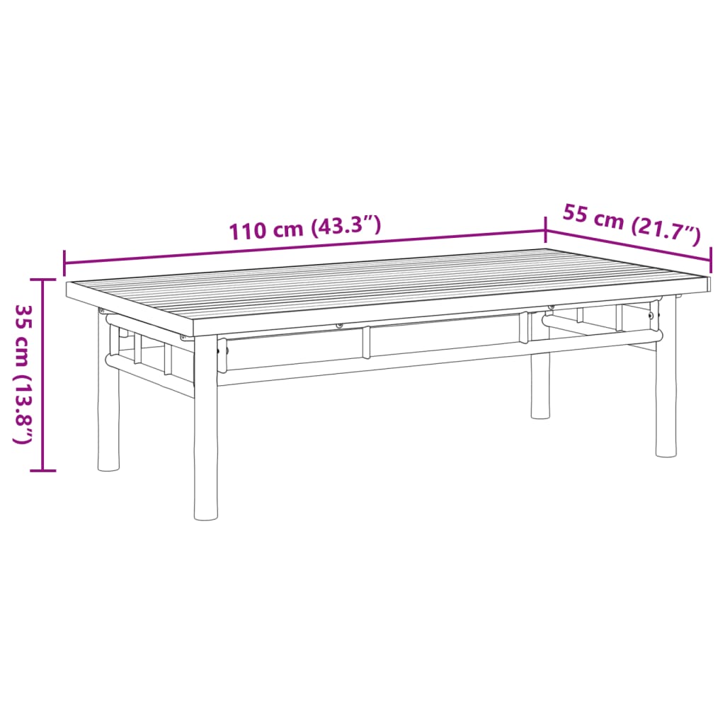 Table basse 90x50x35 cm bambou