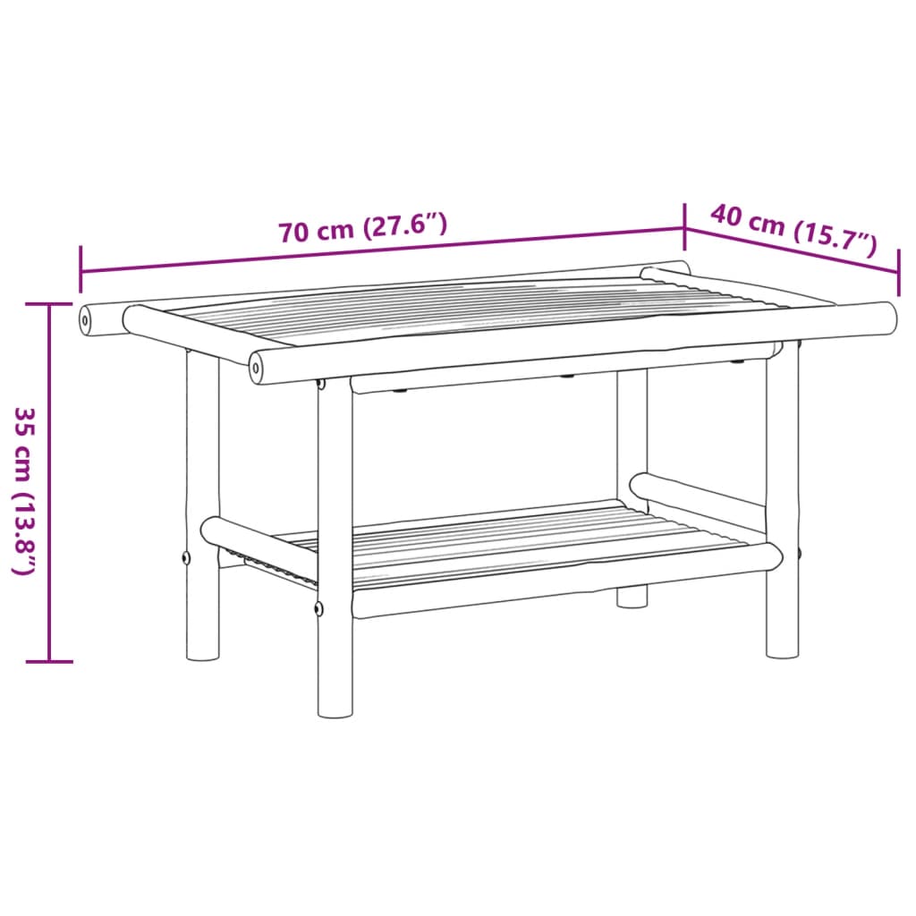 Table basse 90x50x45 cm bambou