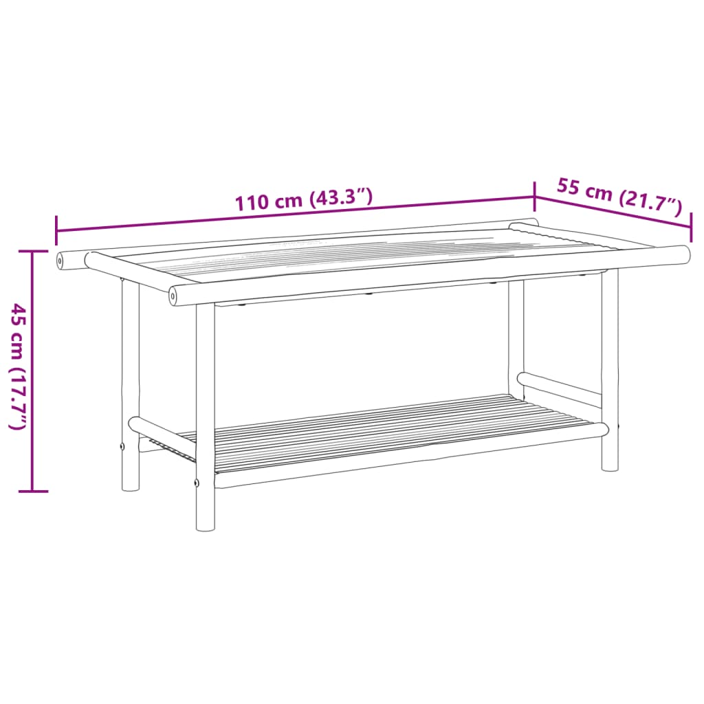 Table basse 90x50x45 cm bambou