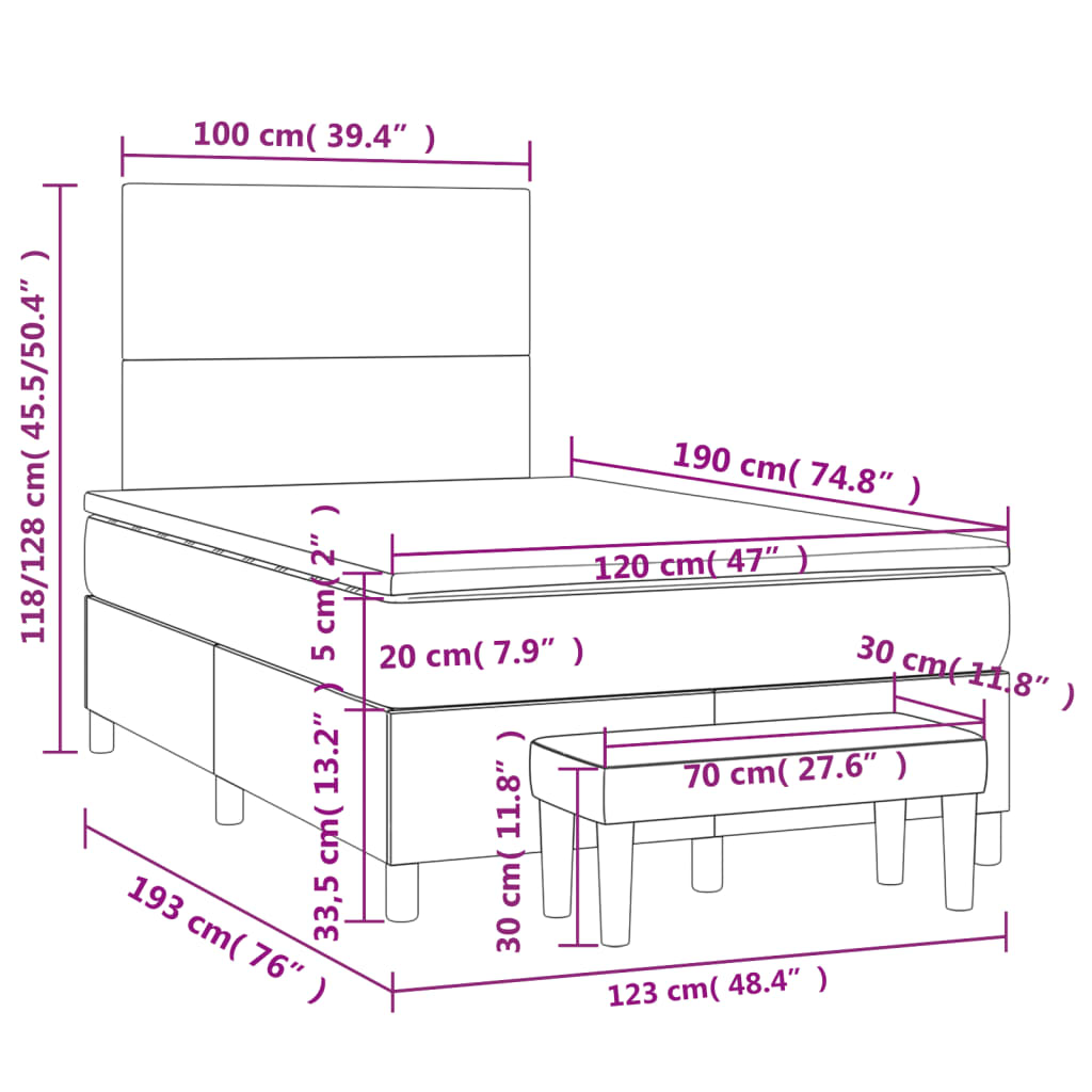 Boxspring met matras kunstleer 90x190 cm