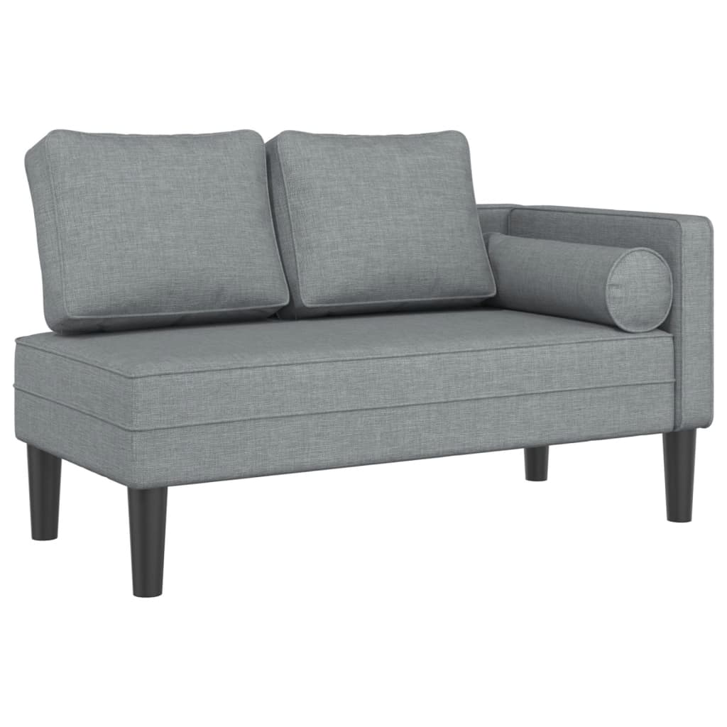 Chaise longue met kussens stof crèmekleurig