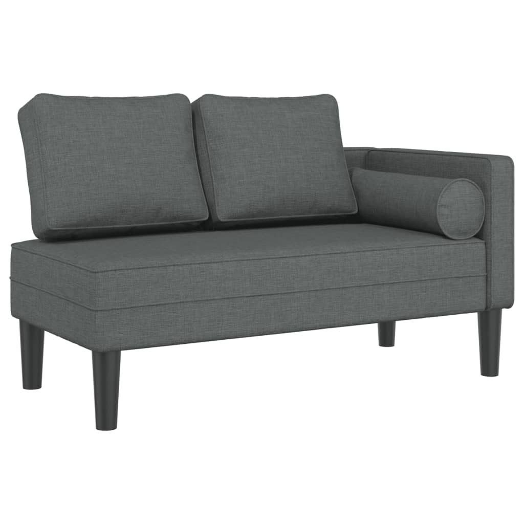 Chaise longue met kussens stof crèmekleurig