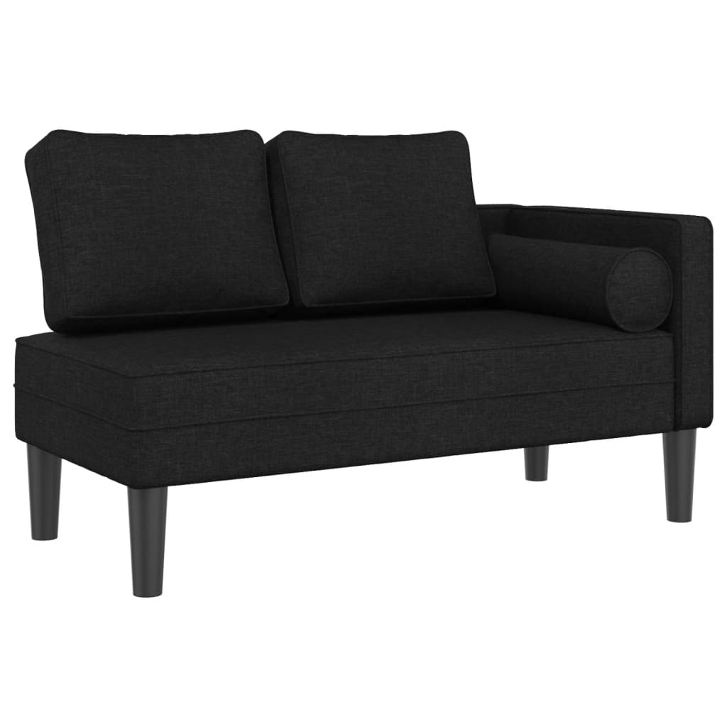 Chaise longue met kussens stof crèmekleurig