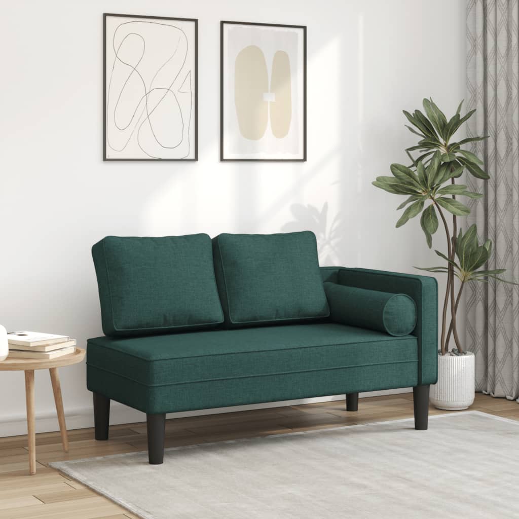 Chaise longue met kussens stof crèmekleurig