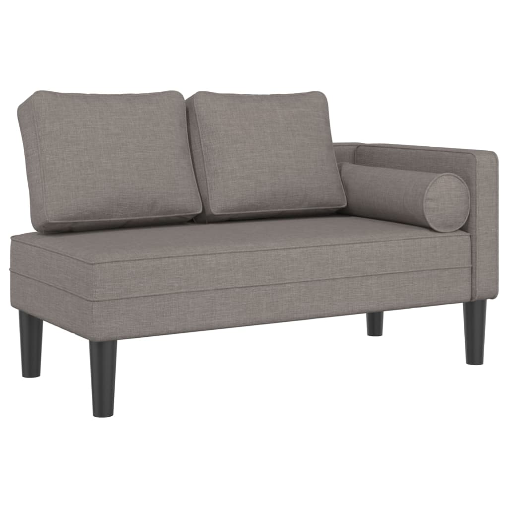 Chaise longue met kussens stof crèmekleurig