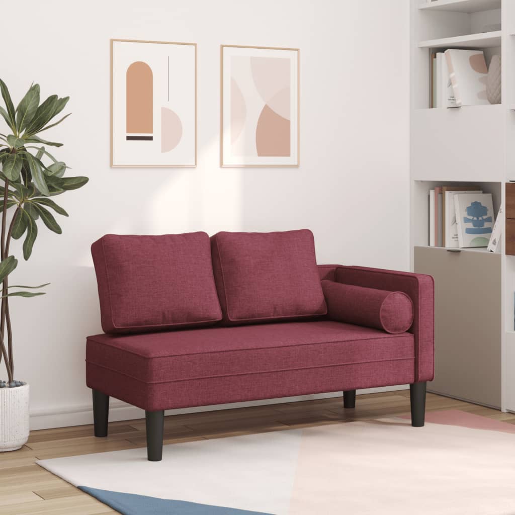 Chaise longue met kussens stof crèmekleurig