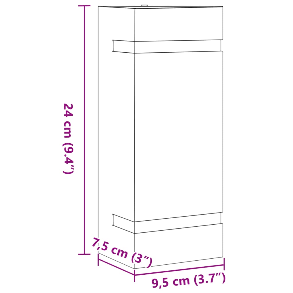 Appliques d'extérieur 2 pcs 35 W rectangulaire couleur argent