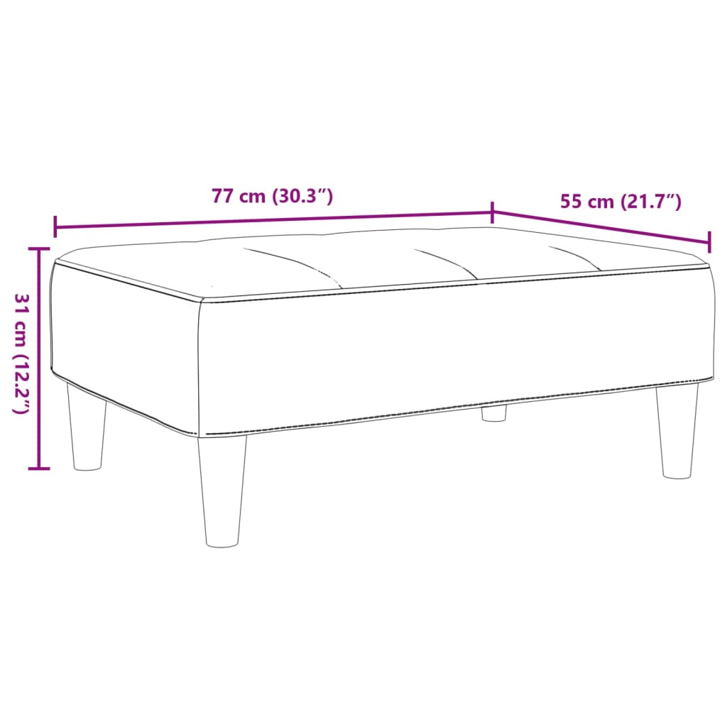 Voetenbank 77x55x31 cm fluweel lichtgrijs