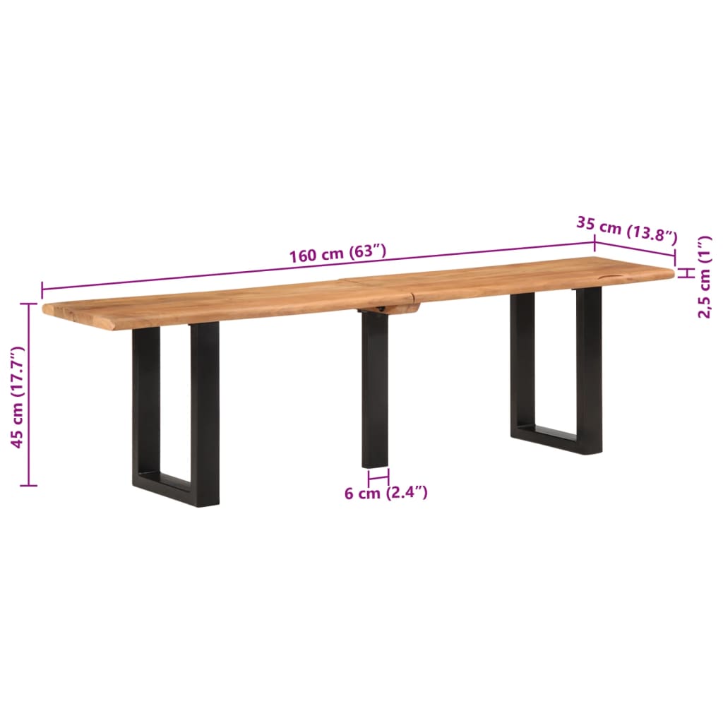 Bankje 110 cm massief gerecycled hout staal