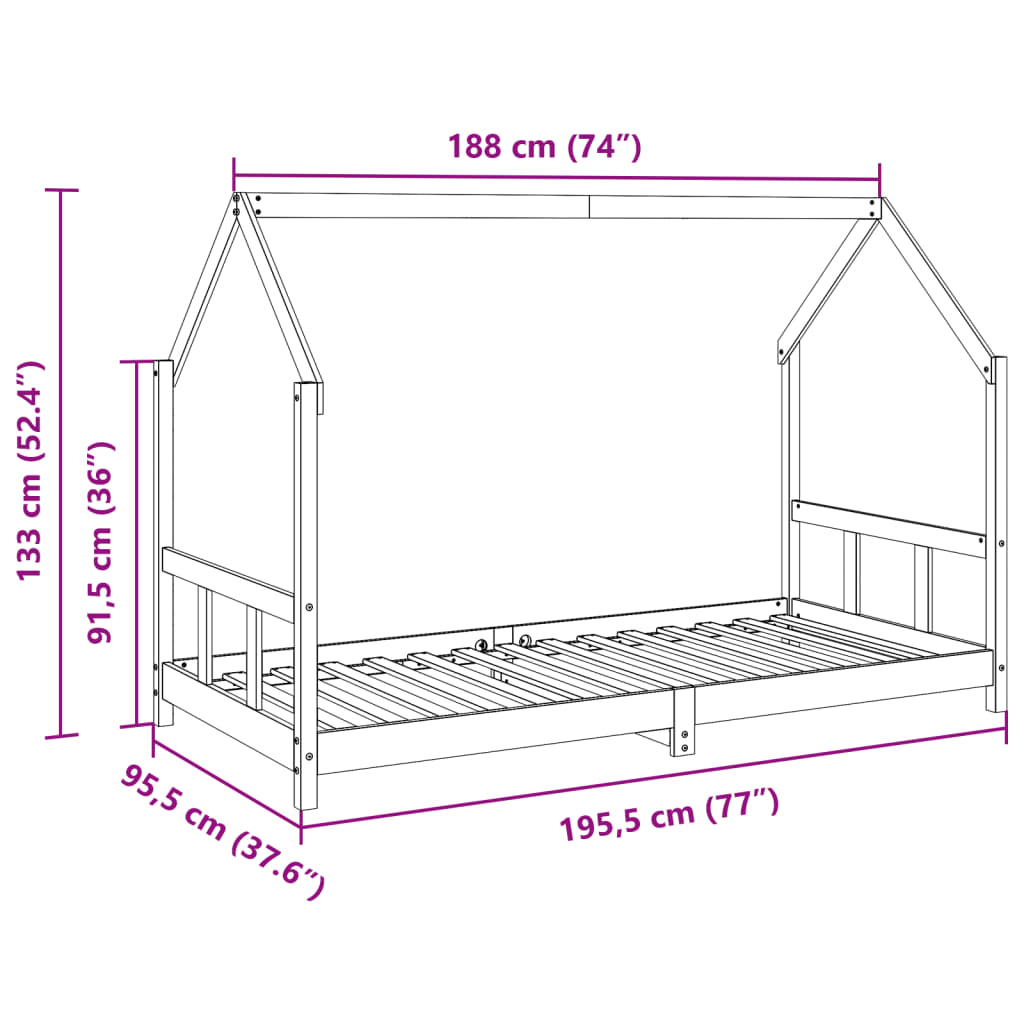 Kinderbedframe 80x160 cm massief grenenhout