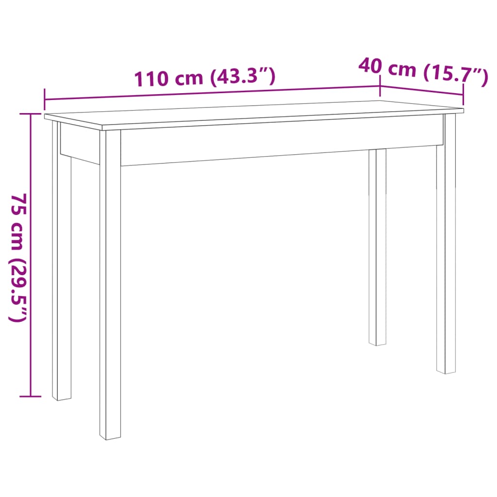 Table murale 110x40x75 cm en bois de pin massif