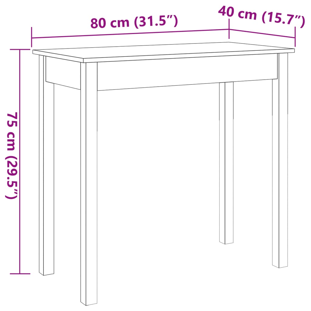 Table murale 110x40x75 cm en bois de pin massif