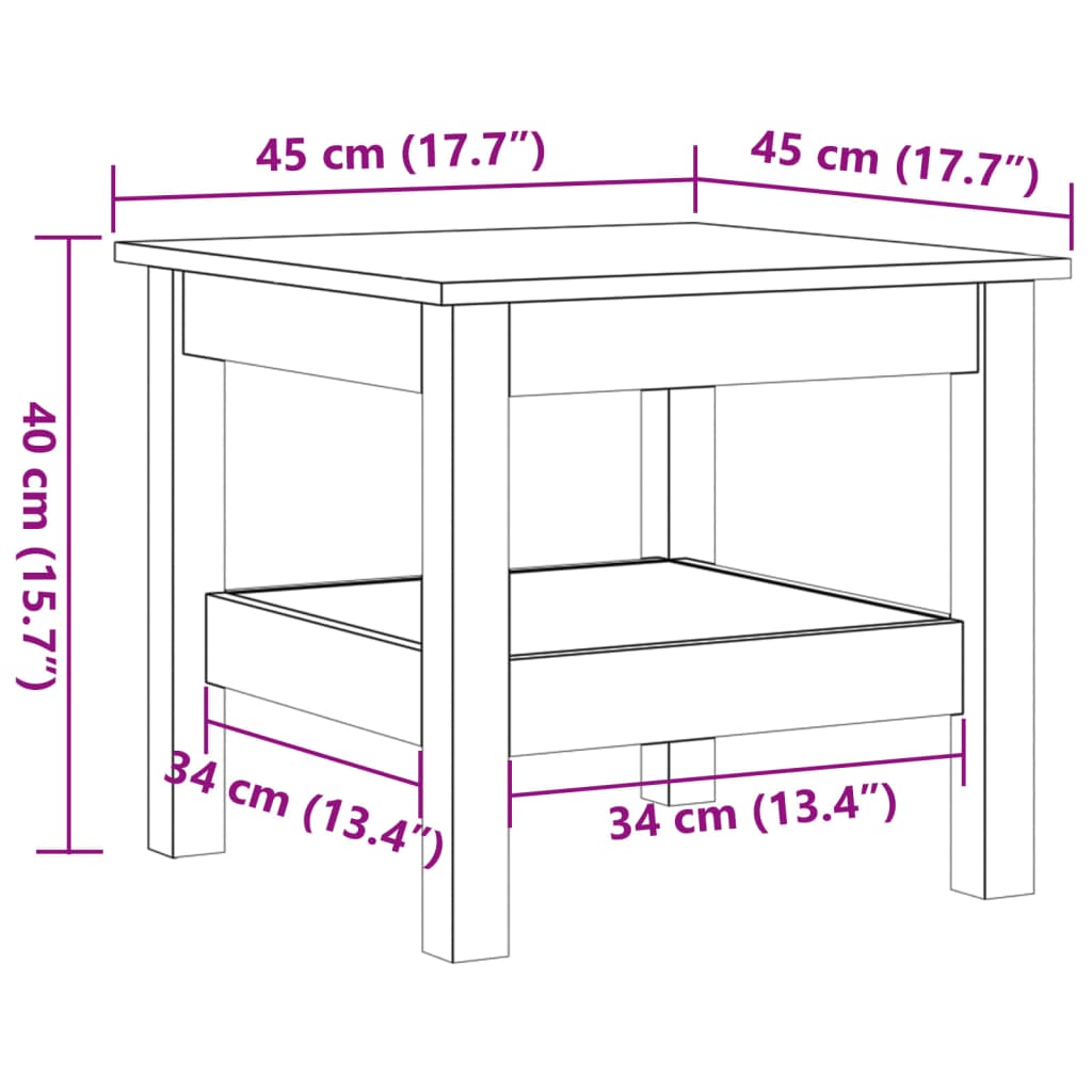 Table basse 35x35x40 cm en bois de pin massif