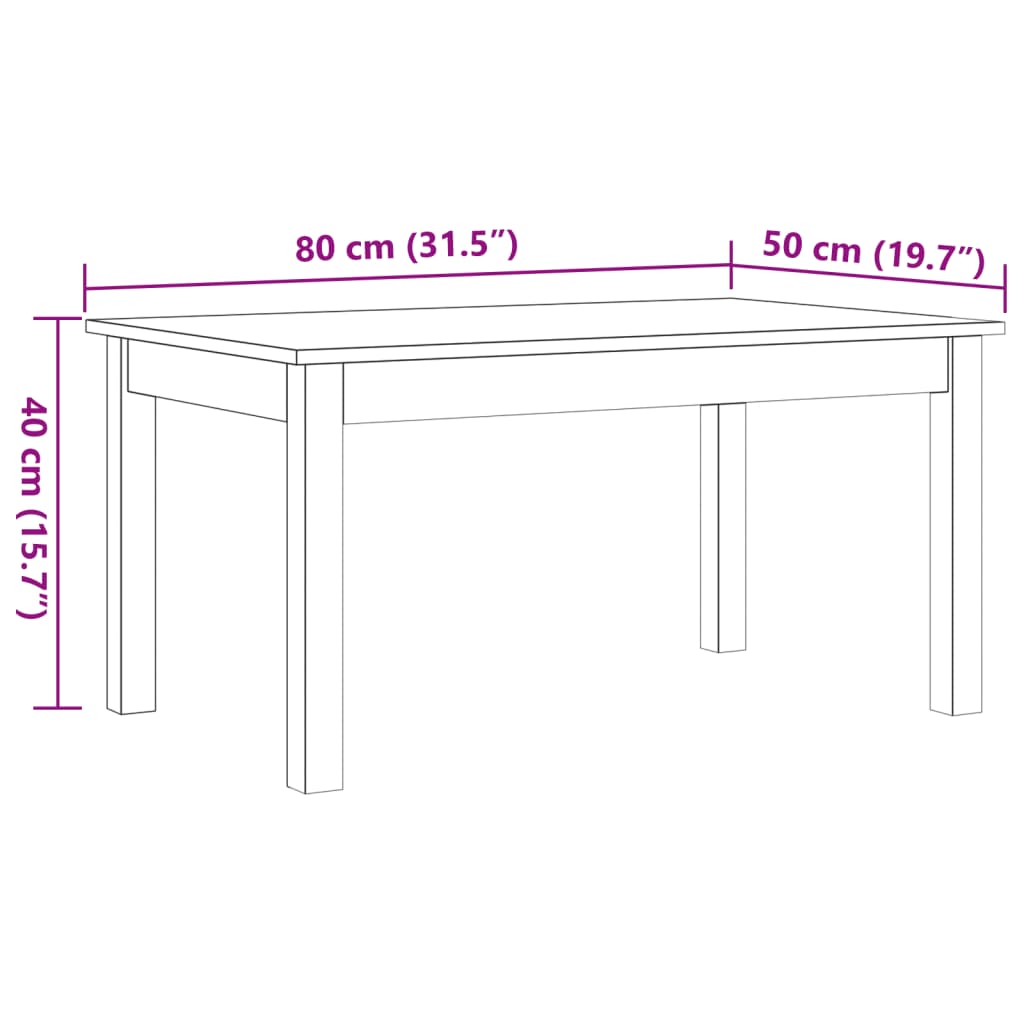 Salontafel 35x35x30 cm massief grenenhout