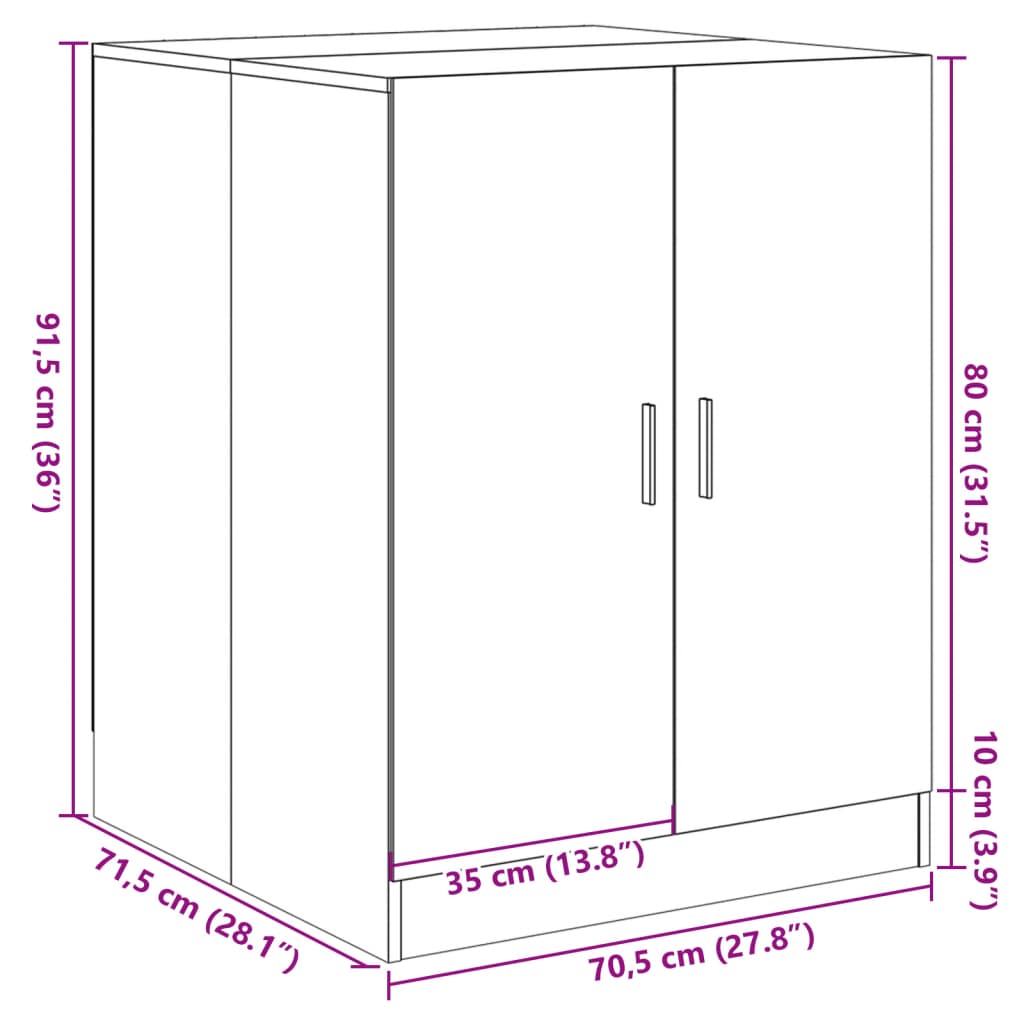 Wasmachinekast 70,5x71,5x91,5 cm artisanaal eikenkleurig