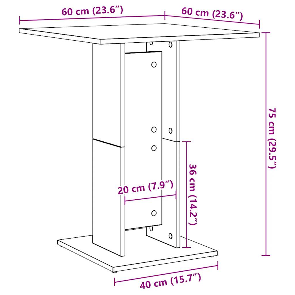 Bistrotafel 60x60x75 cm bewerkt hout oud houtkleurig