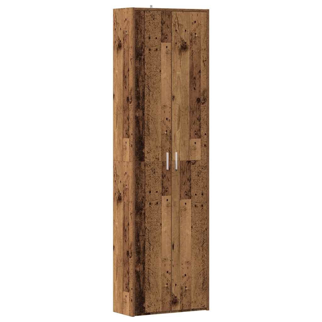 Gangkast 55x25x189 cm bewerkt hout oud houtkleurig