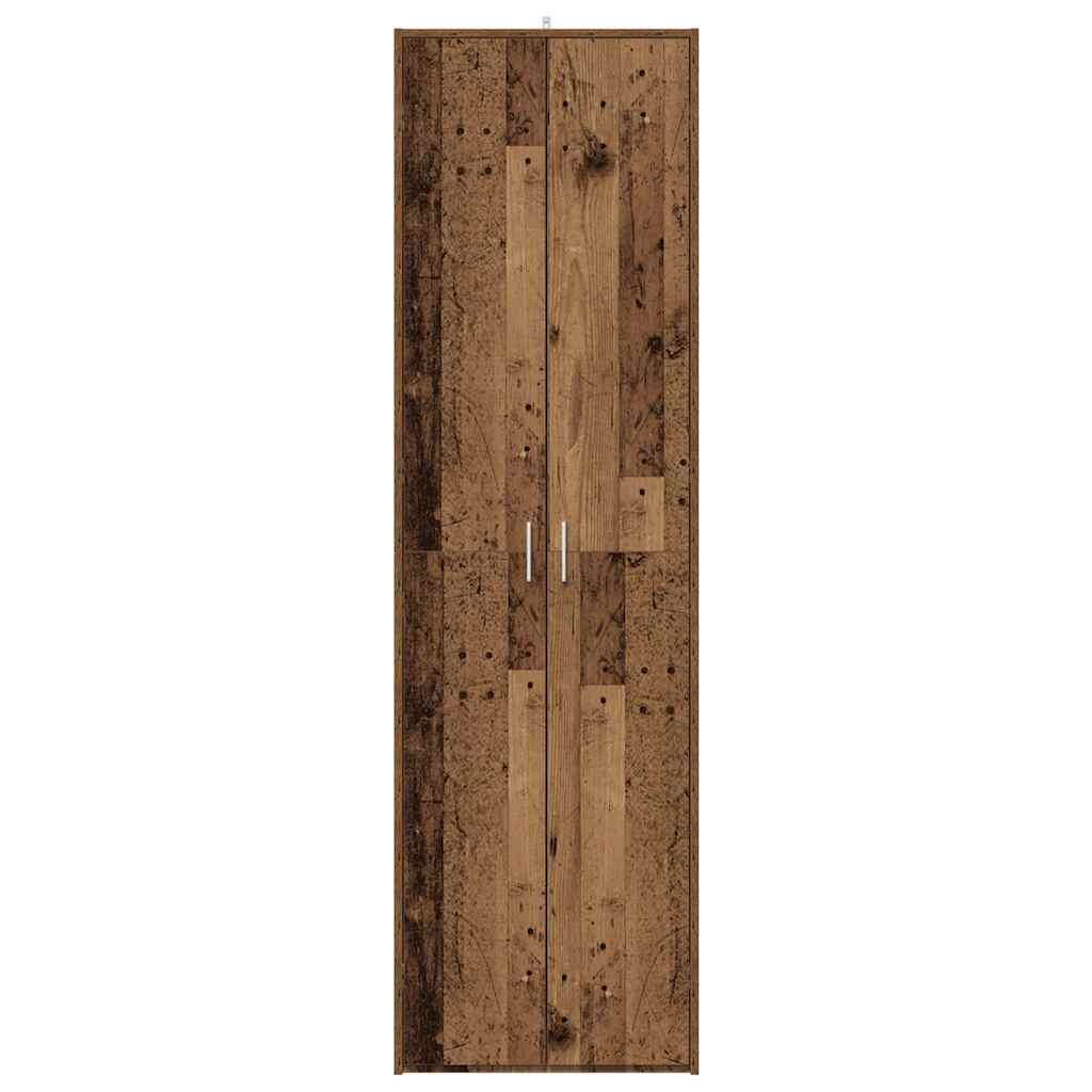 Gangkast 55x25x189 cm bewerkt hout oud houtkleurig