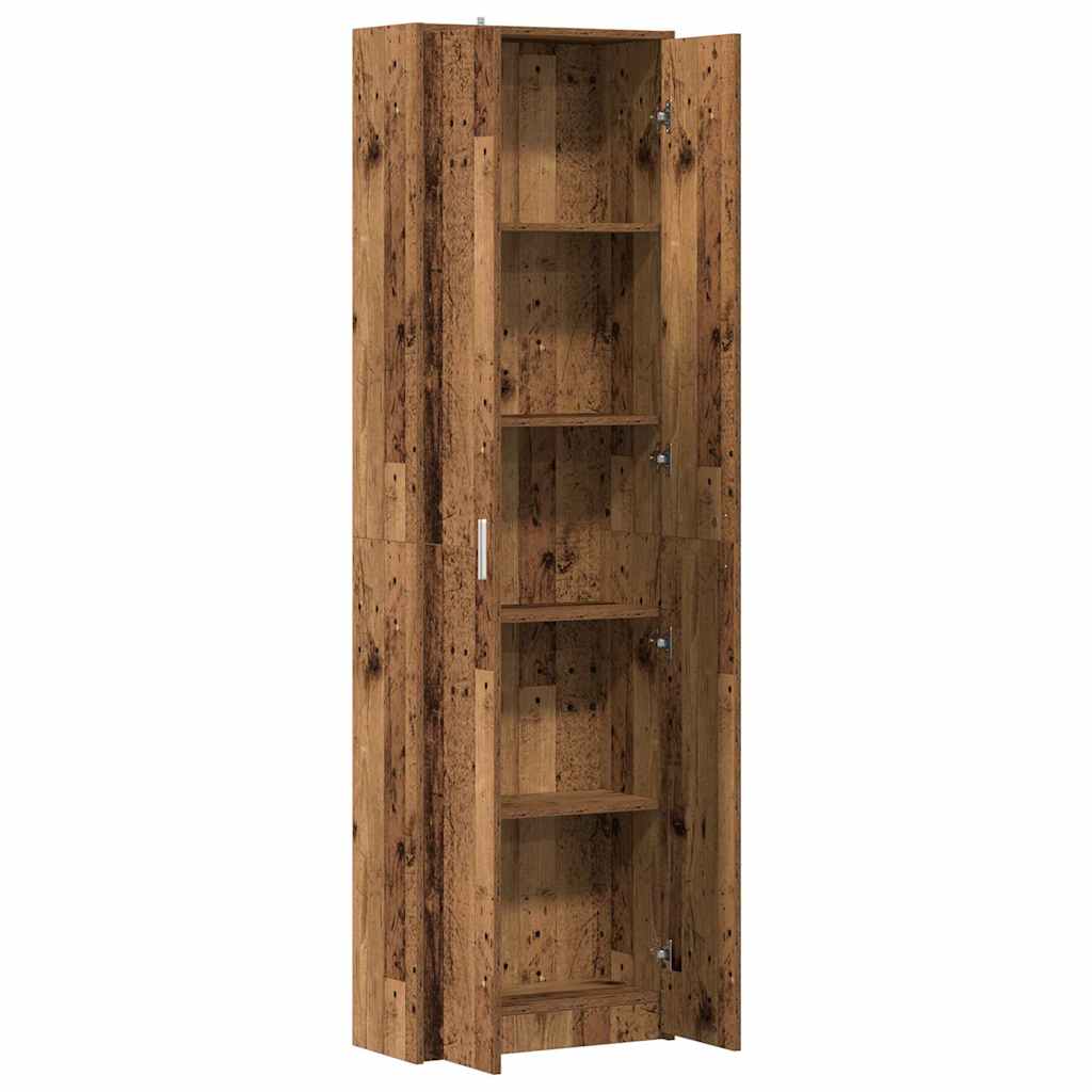 Gangkast 55x25x189 cm bewerkt hout oud houtkleurig