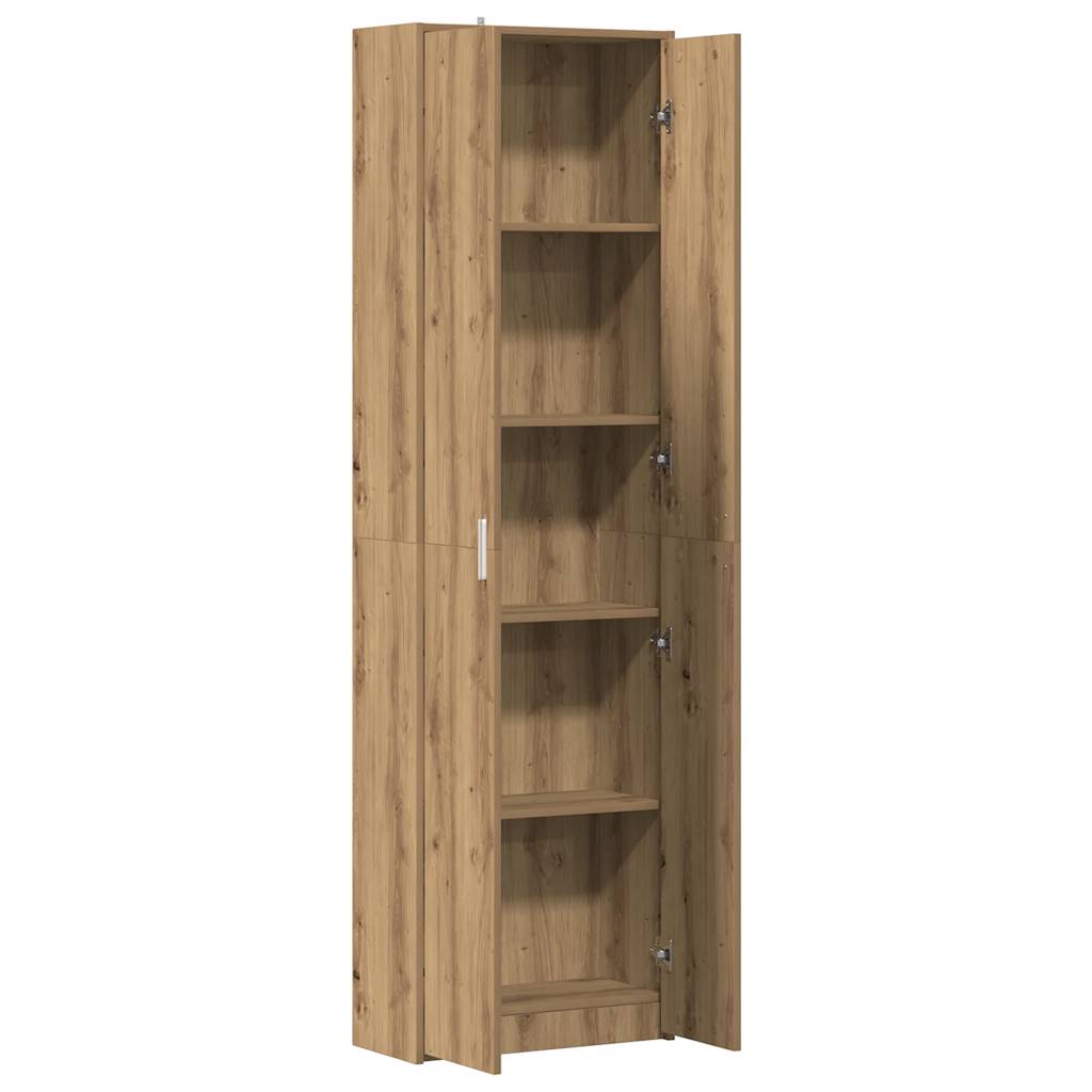 Gangkast 55x25x189 cm bewerkt hout oud houtkleurig