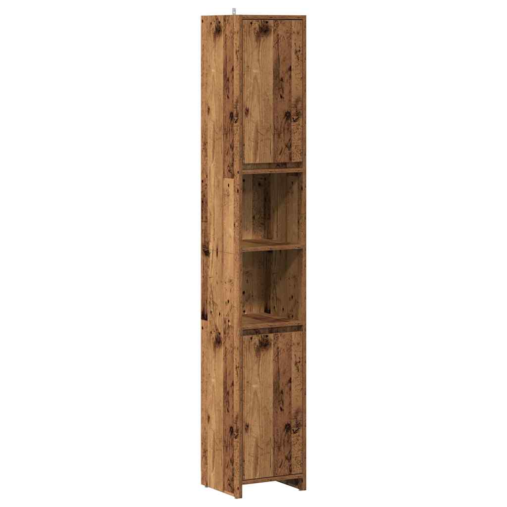 Badkamerkast 30x30x183,5 cm bewerkt hout oud houtkleurig