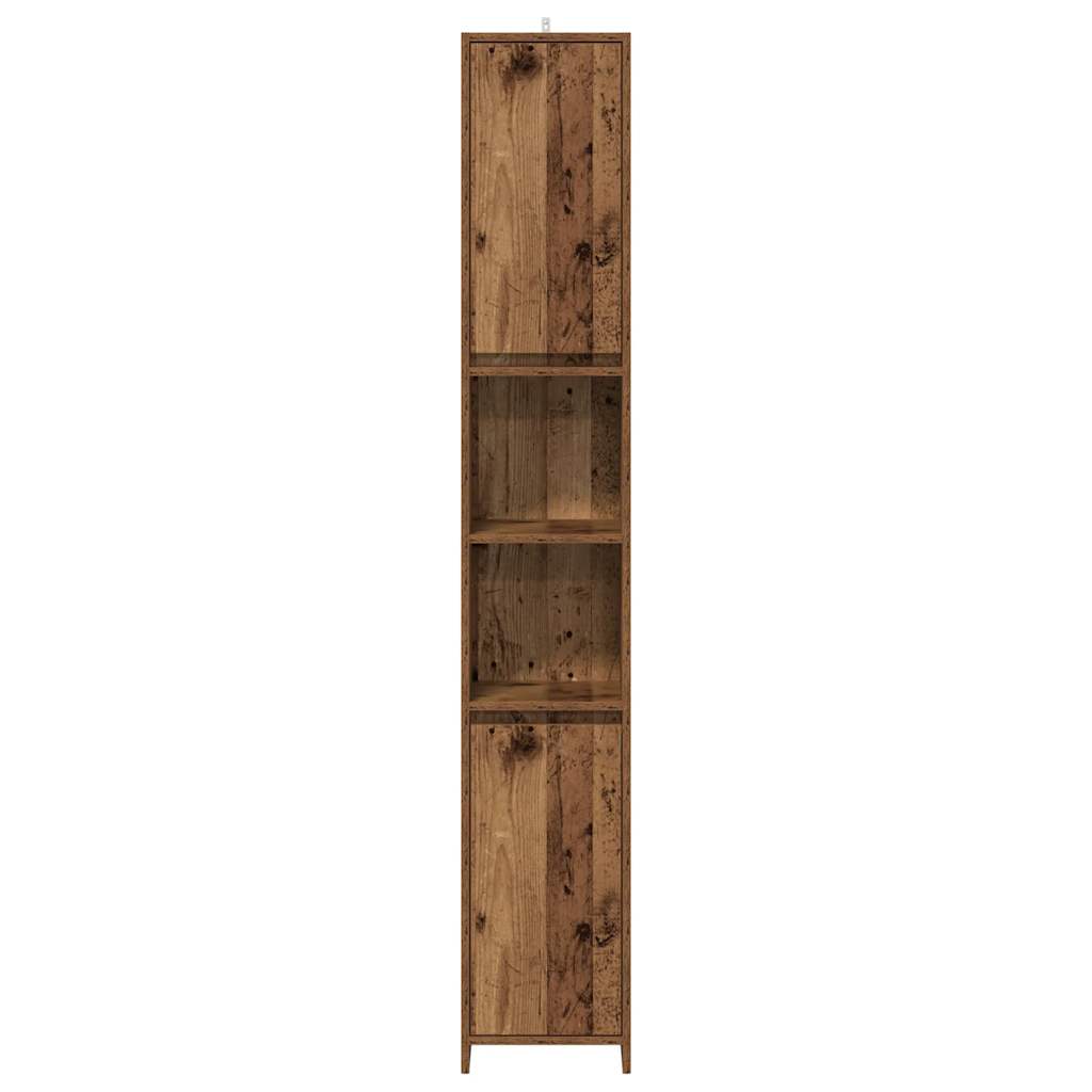 Badkamerkast 30x30x183,5 cm bewerkt hout oud houtkleurig