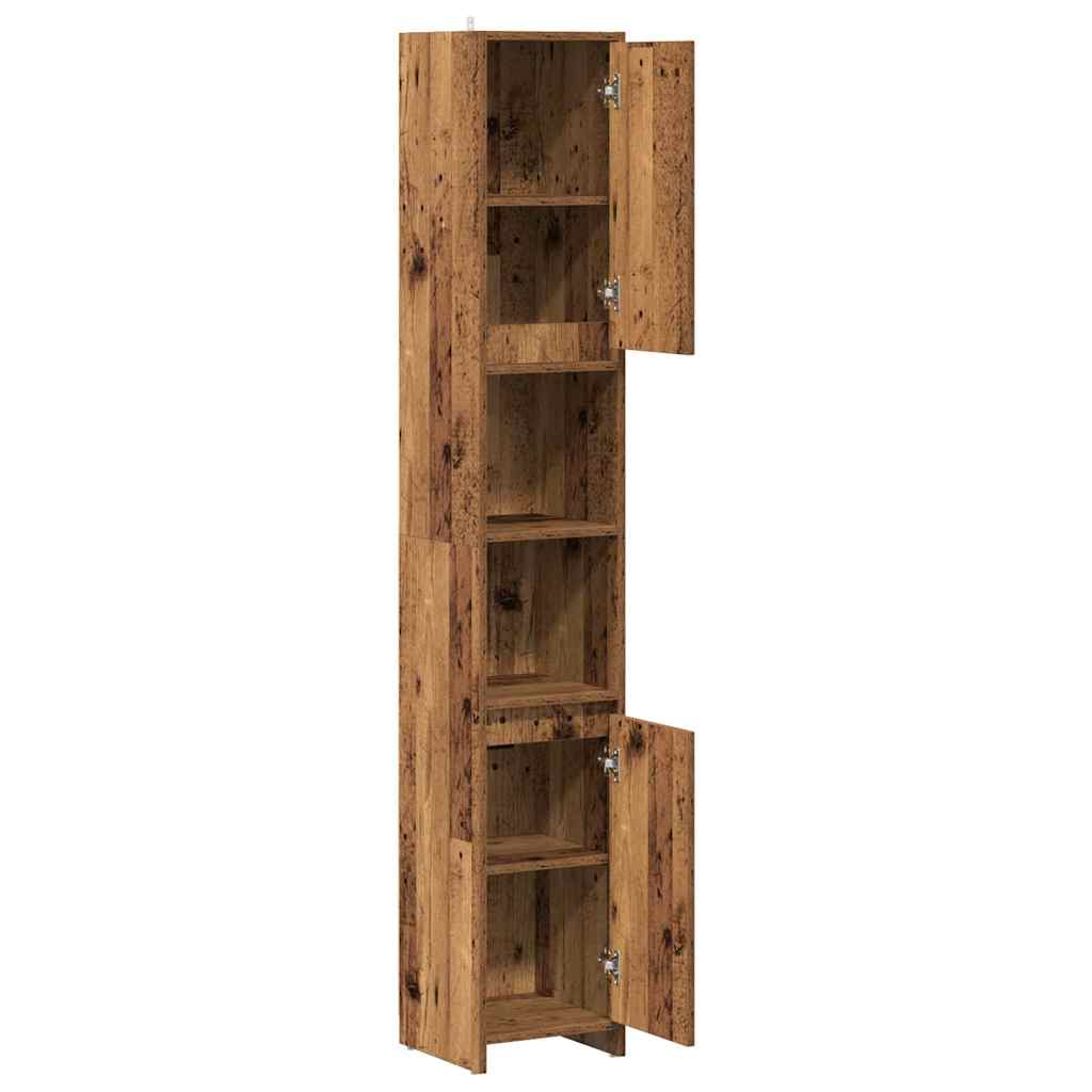 Badkamerkast 30x30x183,5 cm bewerkt hout oud houtkleurig