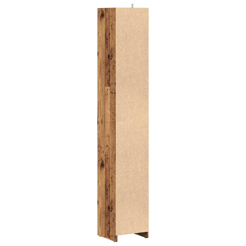 Badkamerkast 30x30x183,5 cm bewerkt hout oud houtkleurig