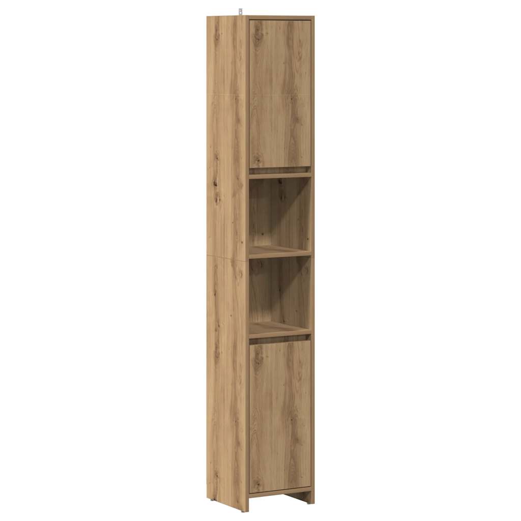 Badkamerkast 30x30x183,5 cm bewerkt hout oud houtkleurig