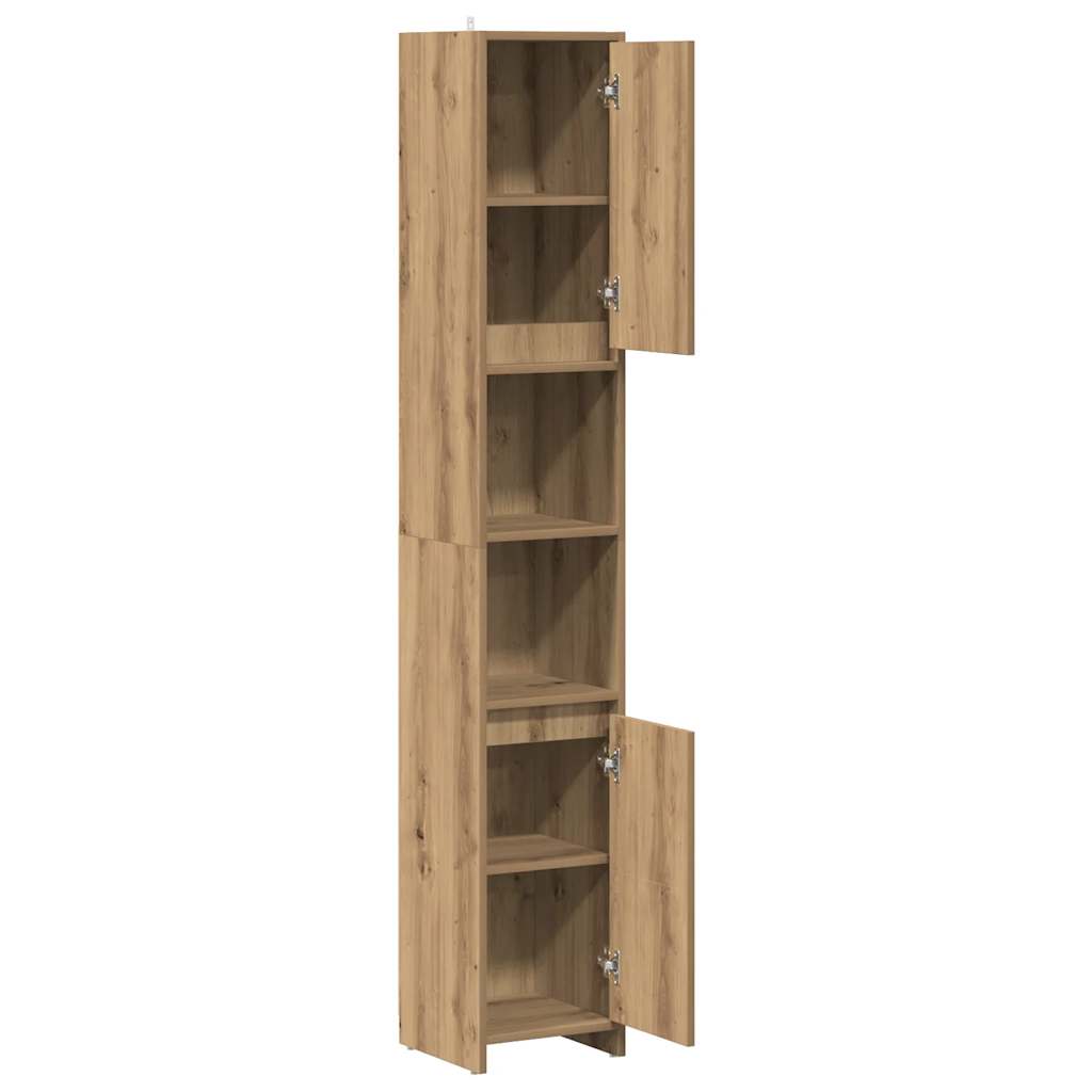 Badkamerkast 30x30x183,5 cm bewerkt hout oud houtkleurig