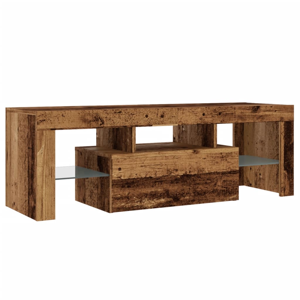 Tv-meubel met LED 120x36,5x40 cm bewerkt hout oud hout