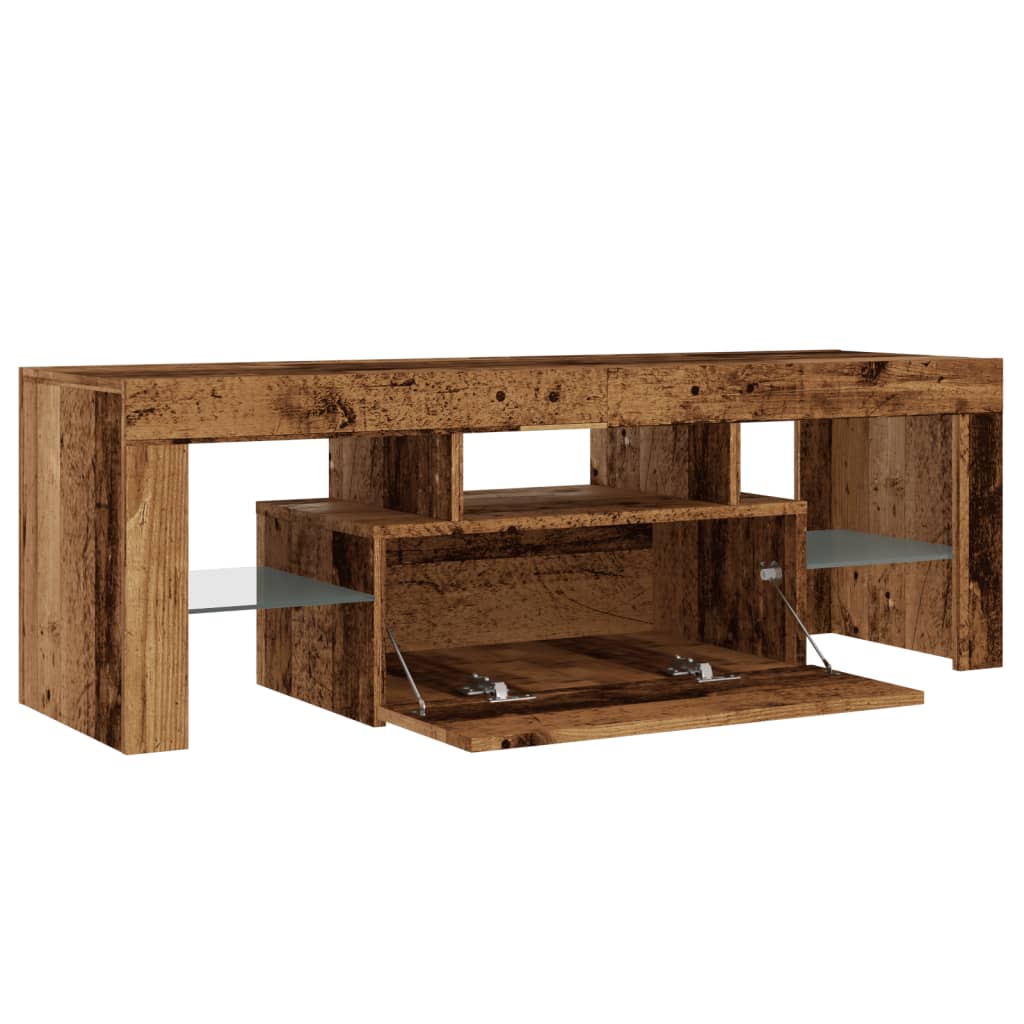 Tv-meubel met LED 120x36,5x40 cm bewerkt hout oud hout