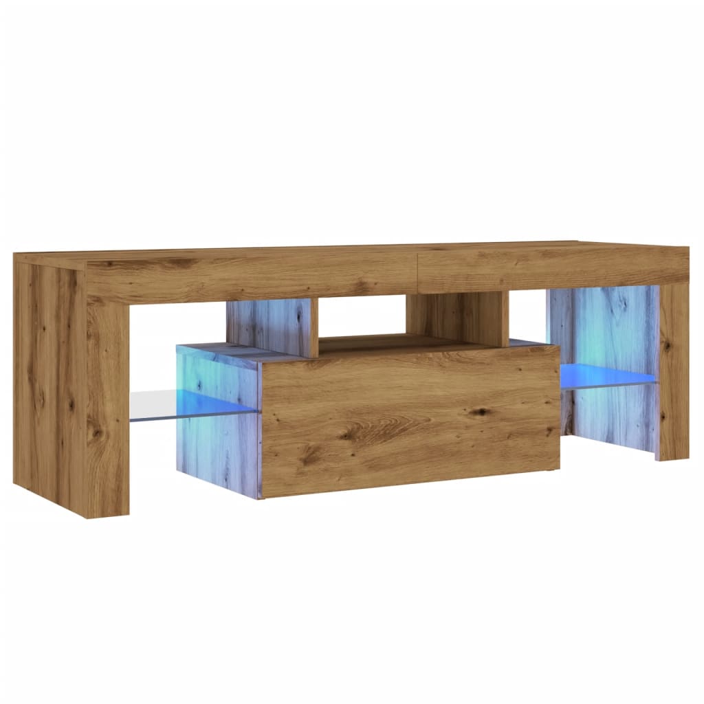 Tv-meubel met LED 120x36,5x40 cm bewerkt hout oud hout