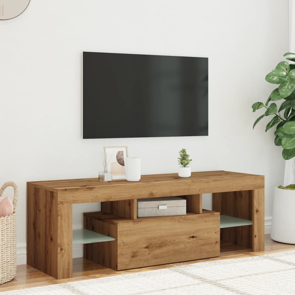 Tv-meubel met LED 120x36,5x40 cm bewerkt hout oud hout