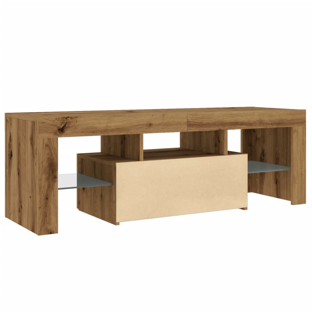 Tv-meubel met LED 120x36,5x40 cm bewerkt hout oud hout