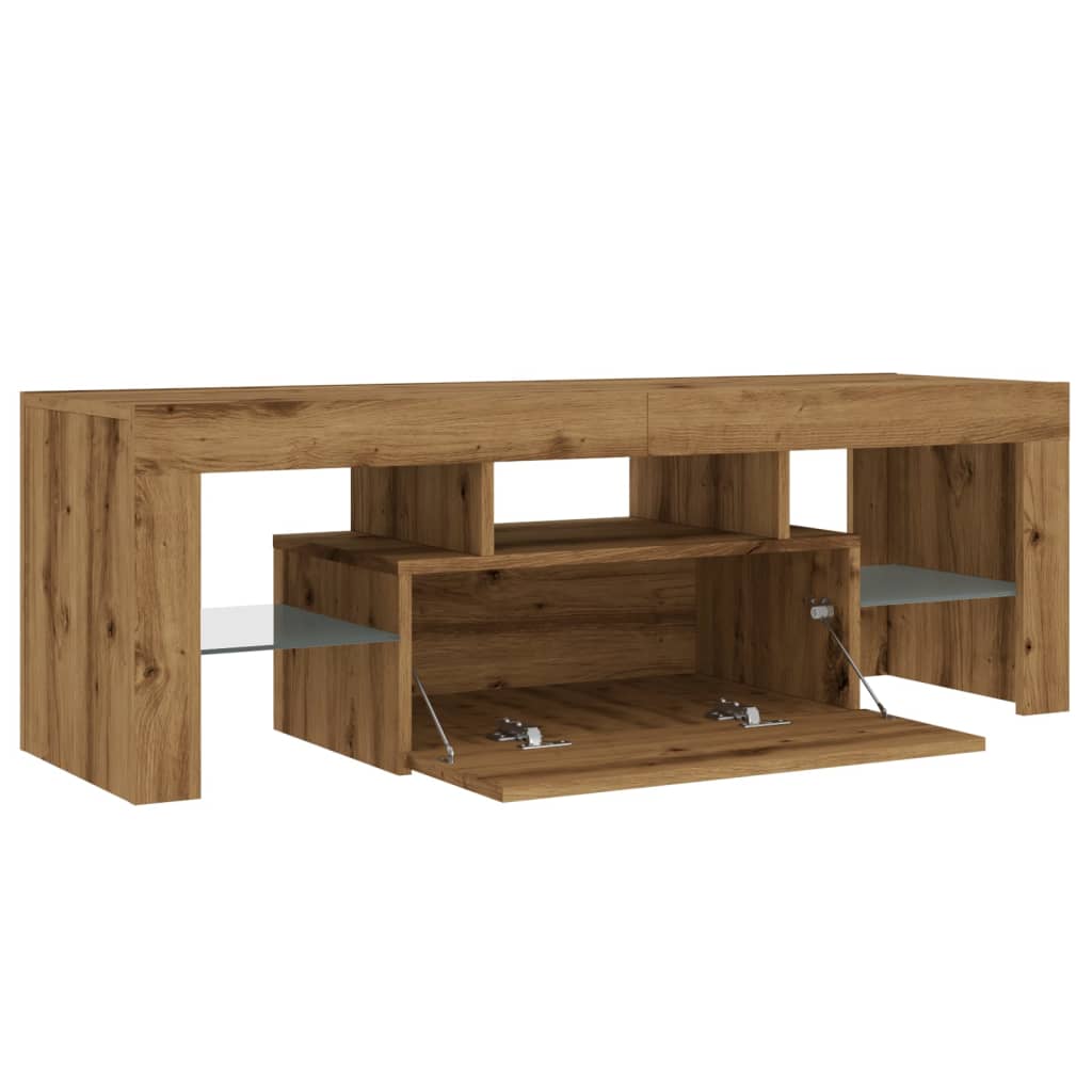 Tv-meubel met LED 120x36,5x40 cm bewerkt hout oud hout