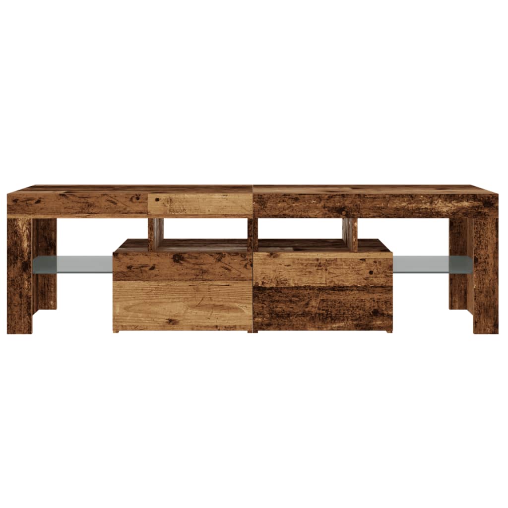 Tv-meubel met LED 140x36,5x40 cm bewerkt hout oud hout