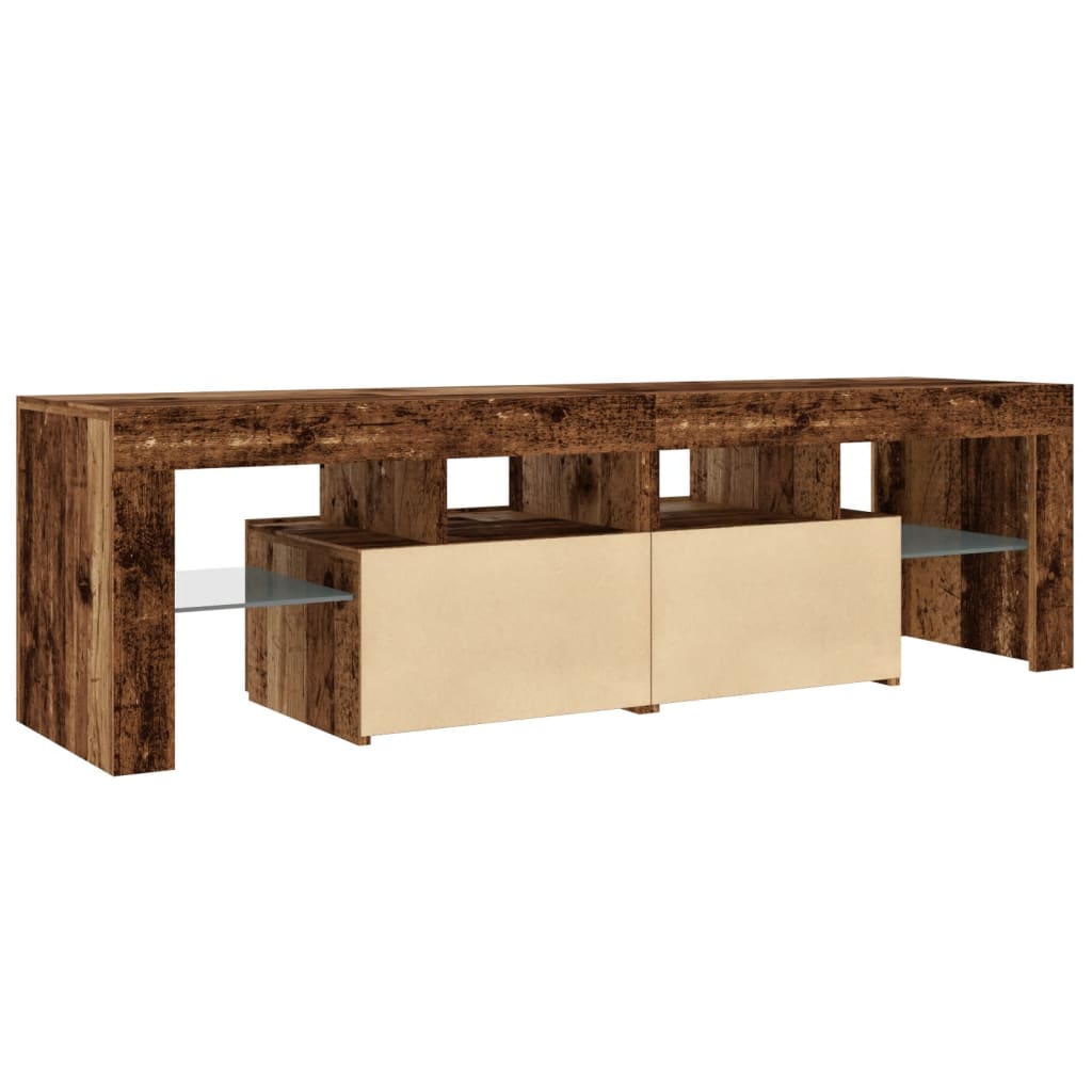 Tv-meubel met LED 140x36,5x40 cm bewerkt hout oud hout