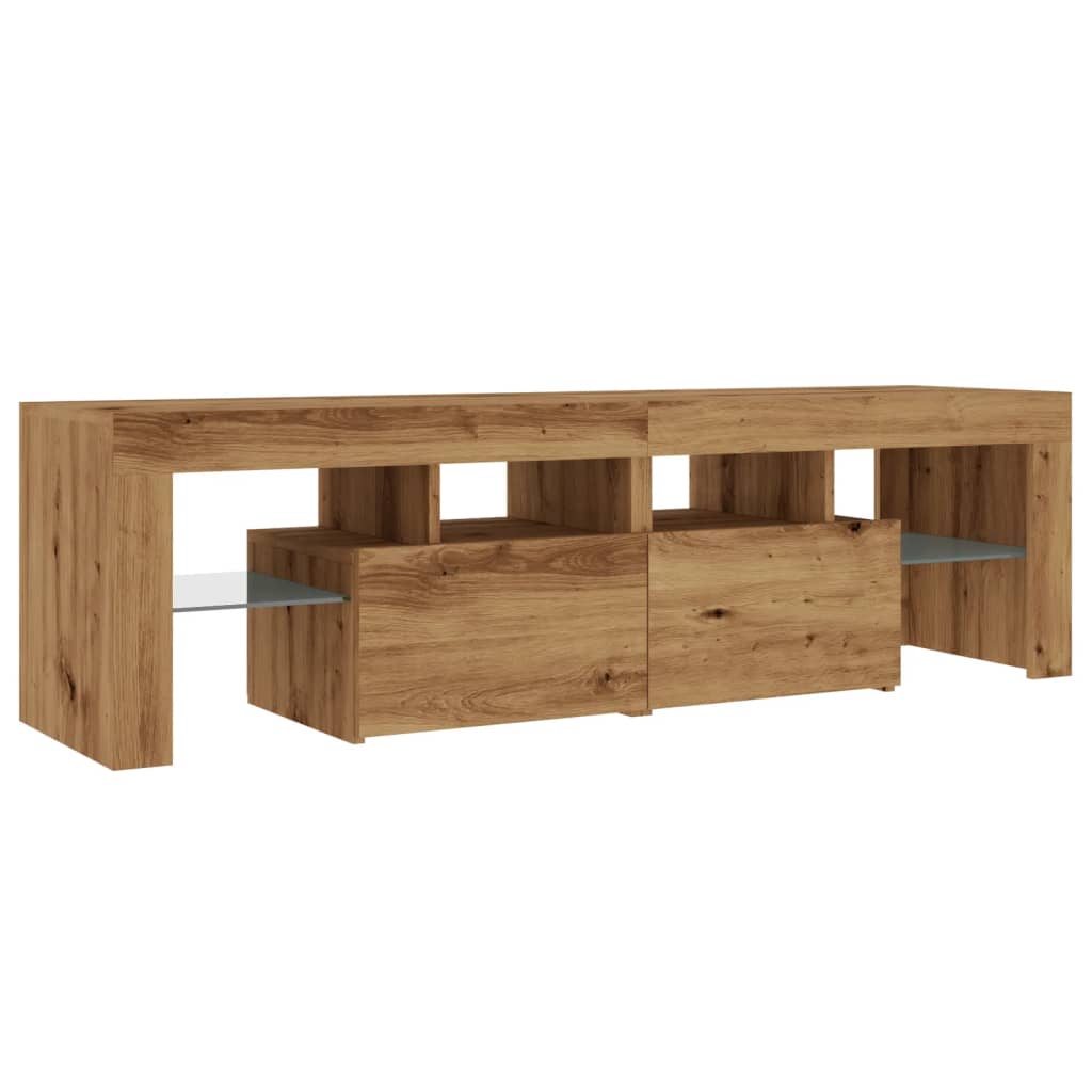 Tv-meubel met LED 140x36,5x40 cm bewerkt hout oud hout